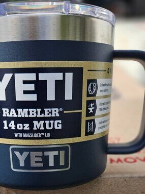 Brand New! Yeti Rambler 14oz Ceramic Stackable Mug Navy W/ Magslider Lid